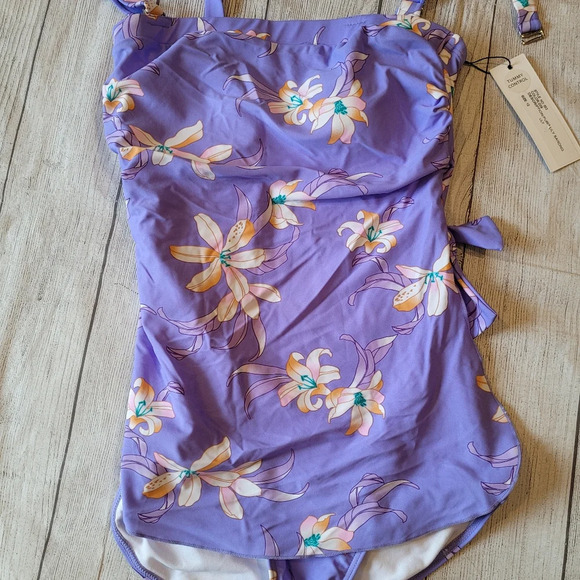 Byron Blue Australia Purple Lily One Piece Swimsuit •Size 12• New w/ Tag - Picture 5 of 9